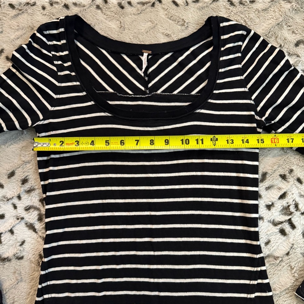Free People Hard Candy Black + White Striped Long Sleeve w/ Crochet Cuffs - Picture 4 of 8